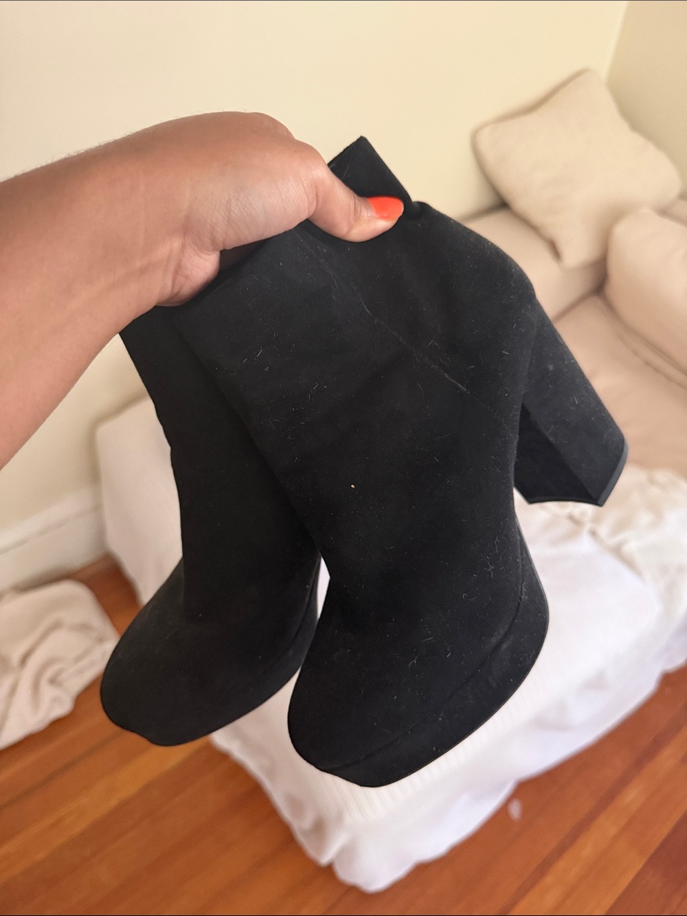 Mossimo Supply Co. Black Suede Block Heel Ankle Boots